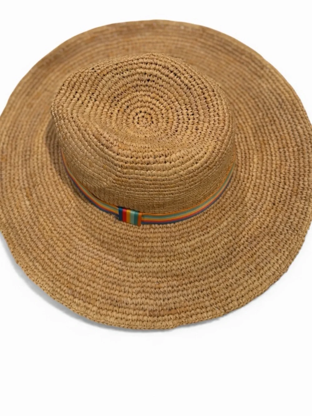 Doterra Straw Sun Hat with Teal Accent - Natural Brown